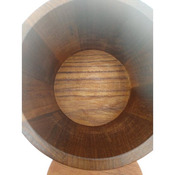 Genuine Burma Teak Wood Anri Form Lidded Canister With Cork Base - Picture 7 of 7